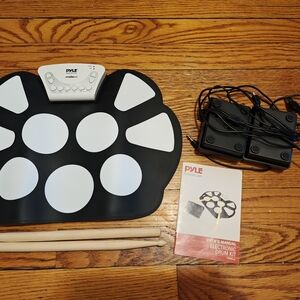 Pyle Electronic Drum Kit Pad - Black & White